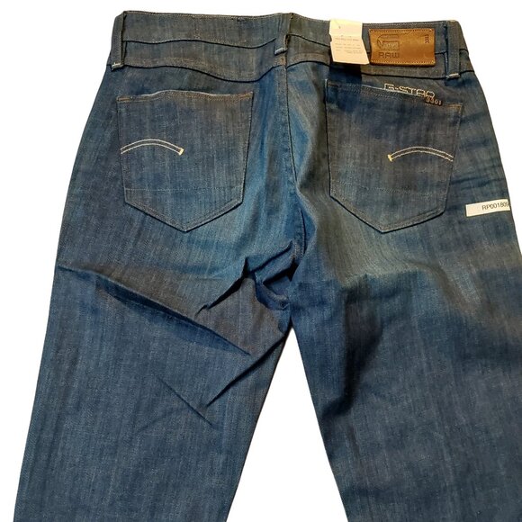 Retro G-Star 3301 Bell Bottom Flare Dark Vintage Blue Denim Jeans Sz 27 NWT - Picture 8 of 13